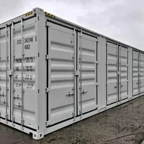 CONTENEUR MARITIME 40 PIEDS HC 12 M (BLANC) AVEC OUVERTURE LATÉRALE – NEUF